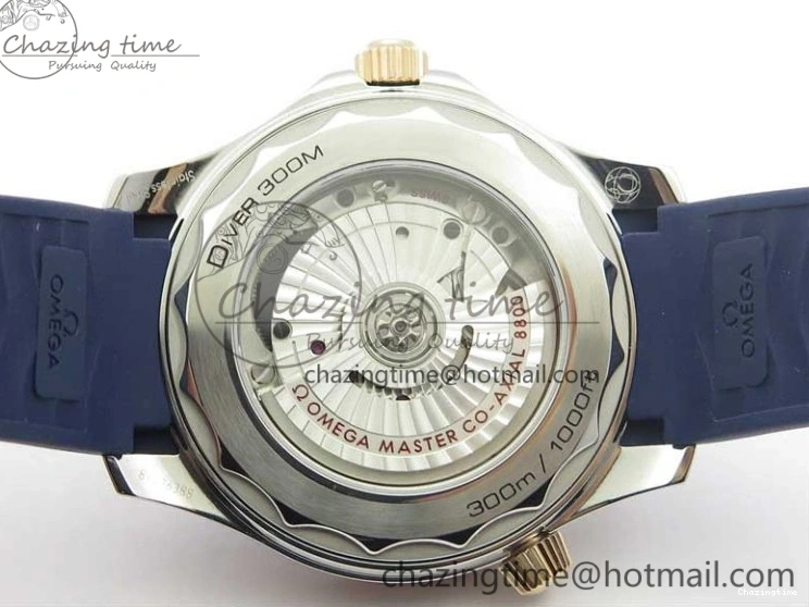 0427 2018 Seamaster Diver 300M SS RG VSF 1:1 Best Edition RG Bezel Blue Dial on Blue Rubber Strap A Contemporary 7927